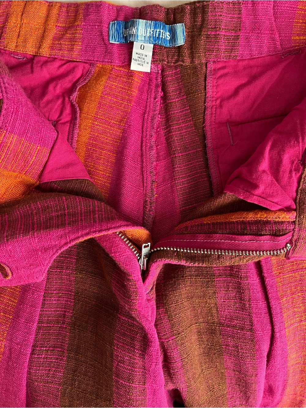 Urban Outfitters• Pink & Orange Low Rise Wide leg Martina Linen Trouser• Sz 0 - Picture 6 of 12
